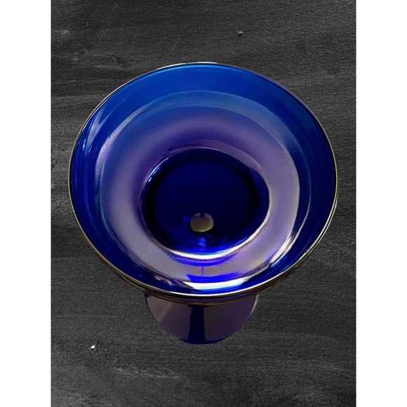 Set of 2 Vintage Cobalt Blue Glass 6" Tall Margarita Glasses - Picture 5 of 7